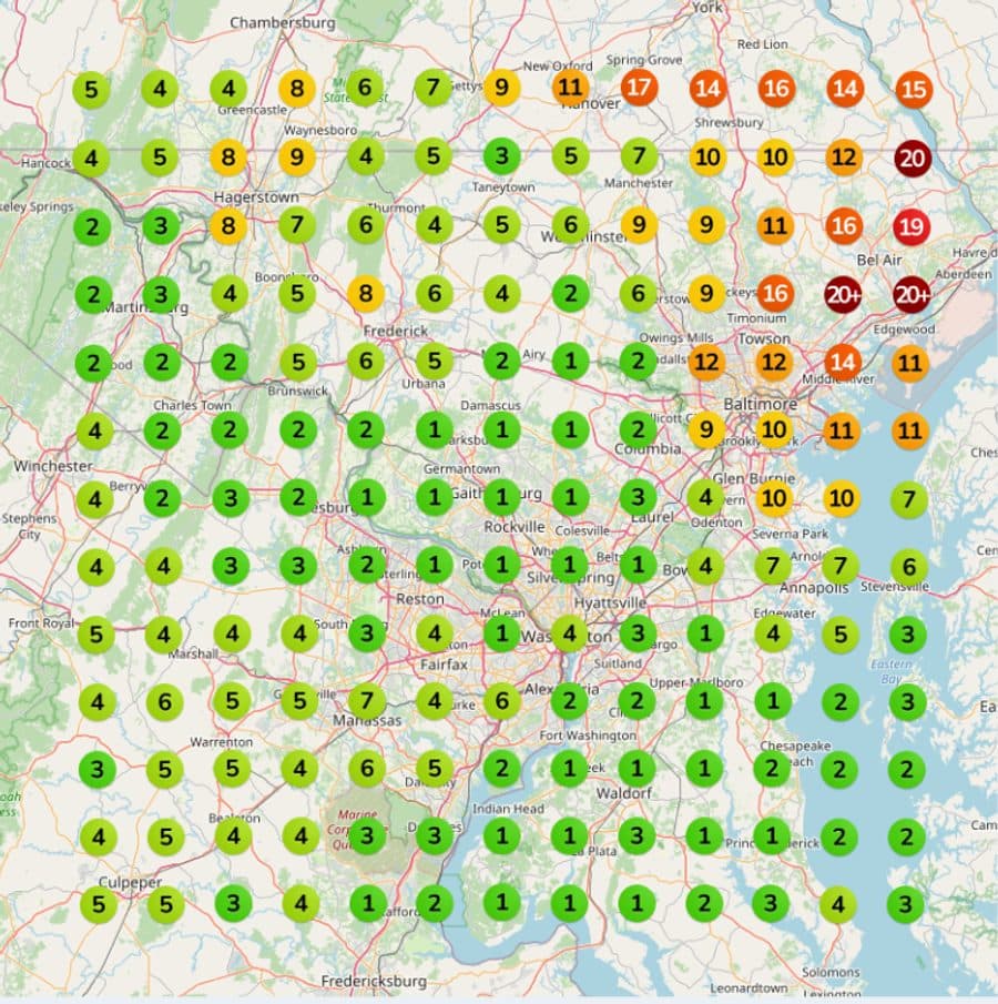After: local map rankings across the service area, Jan 2026